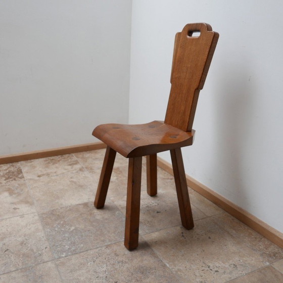 Image 1 of Set van 6 vintage massief houten stoelen, België 1970