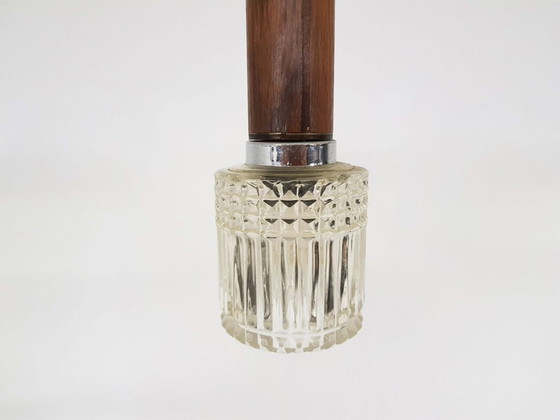 Image 1 of Kleine hanglamp van hout en glas