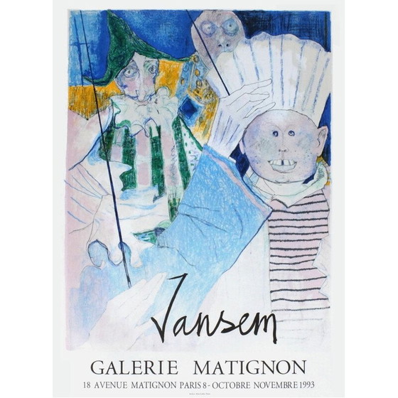 Image 1 of Vintage poster "Galerie Matignon" van Jean Jansem, 1993