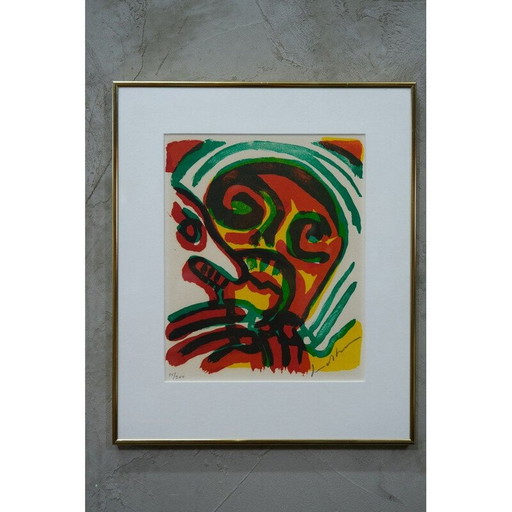 Vintage abstracte litho van Bengt Lindström, Zweden 1970