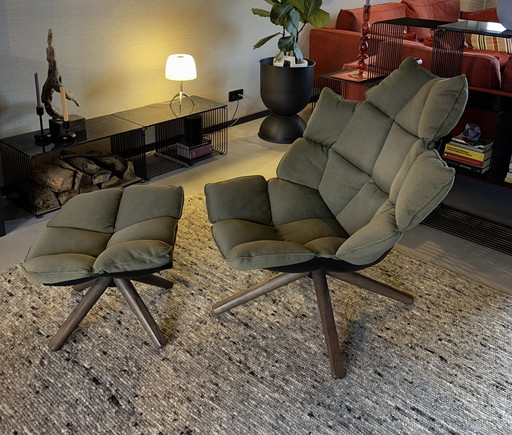 B&B Italia Husk H3G Lounge Chair Met Voetenbank Hp4