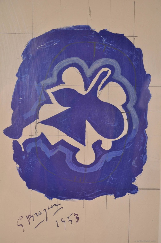 Image 1 of Lithografie uit 1965 door Georges Braque voor Louvre Museum, gedrukt door Mourlot