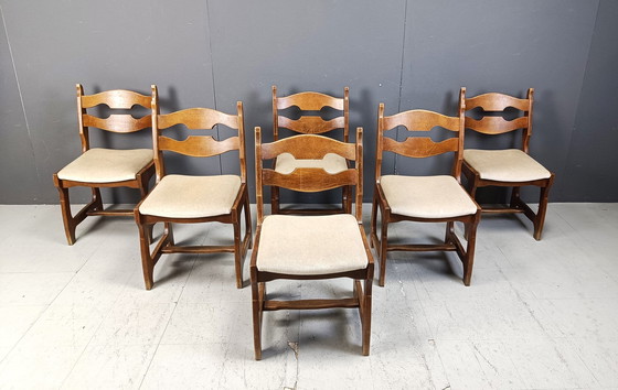 Image 1 of Vintage Brutalistische Eetkamerstoelen, Set van 6 - 1960