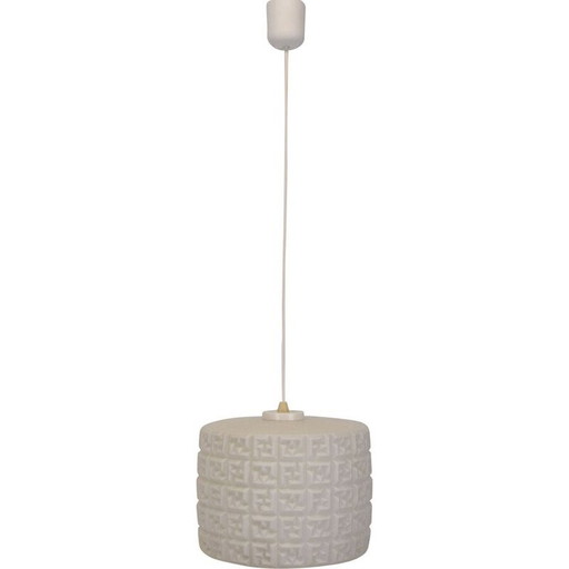 Vintage glazen en plastic hanglamp, Tsjecho-Slowakije 1960