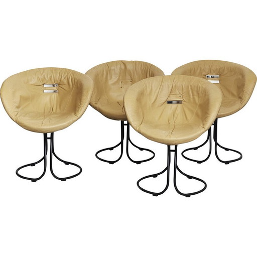 Vintage "Pan Am" stoelen van stalen buizen en leer door Gastone Rinaldi voor Rima, Italië