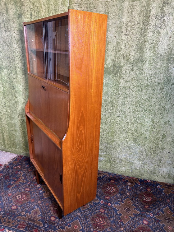 Image 1 of Mid century retro vintage teak bureau boekenkast 1960