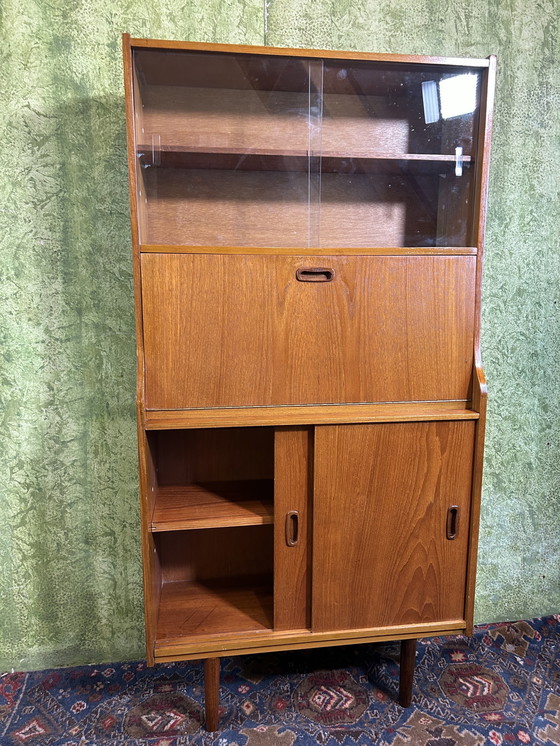 Image 1 of Mid century retro vintage teak bureau boekenkast 1960