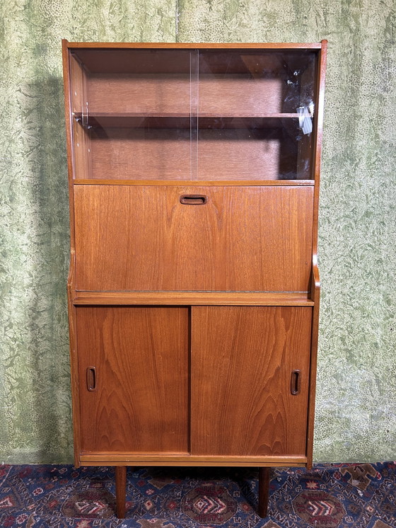 Image 1 of Mid century retro vintage teak bureau boekenkast 1960