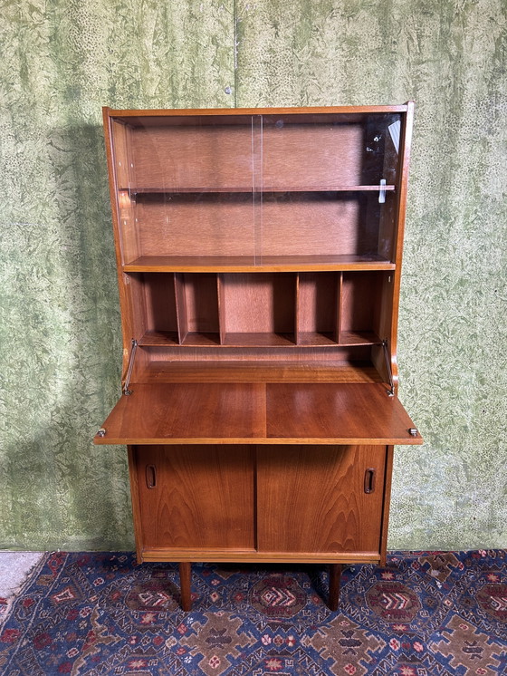 Image 1 of Mid century retro vintage teak bureau boekenkast 1960