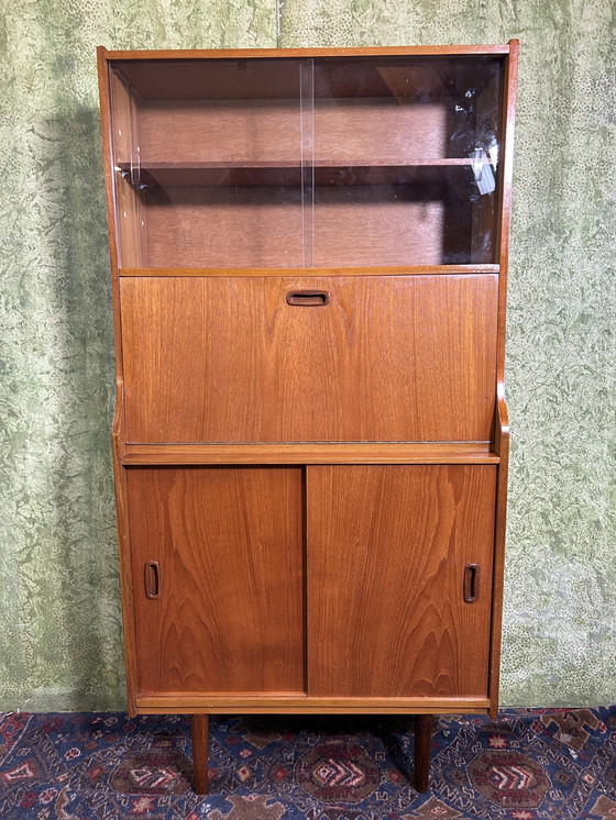 Image 1 of Mid century retro vintage teak bureau boekenkast 1960