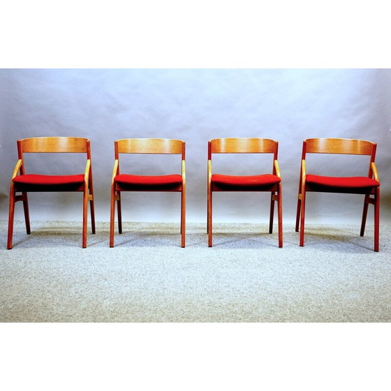 Image 1 of Set van 4 vintage teakhouten eetkamerstoelen model 16 van Johannes Andersen voor Uldum, Denemarken 1959