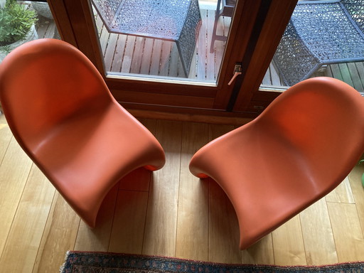 2x Vitra stoel Verner Panton Oranje