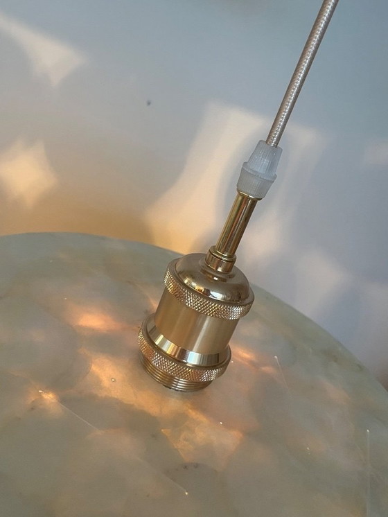 Image 1 of Capiz Hanglamp Vintage Gouden Lamp Parelmoer Schelpen 