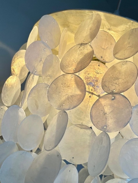Image 1 of Capiz Hanglamp Vintage Gouden Lamp Parelmoer Schelpen 