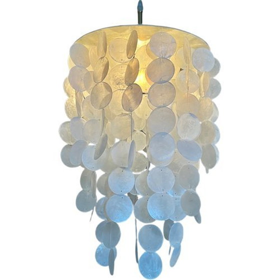 Image 1 of Capiz Hanglamp Vintage Gouden Lamp Parelmoer Schelpen 