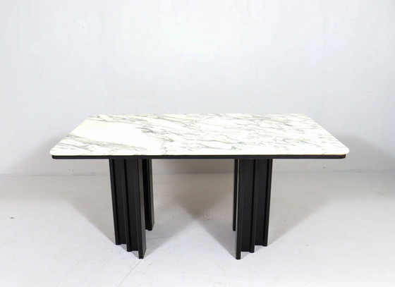 Image 1 of Mid Century eettafel met Carrara marmeren blad, Italië, jaren 1970