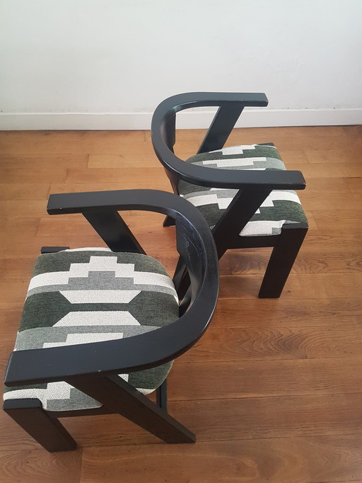 Vintage eikenhouten stoelen in Brutalist stijl