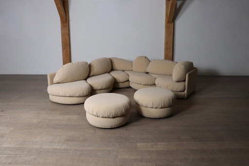 Sculpturale sofa in beige van Wiener Werkstätte, Oostenrijk 1970