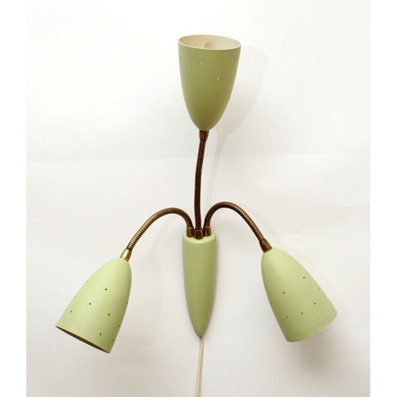 Image 1 of Italiaanse vintage wandlamp in pastelgroen 1950