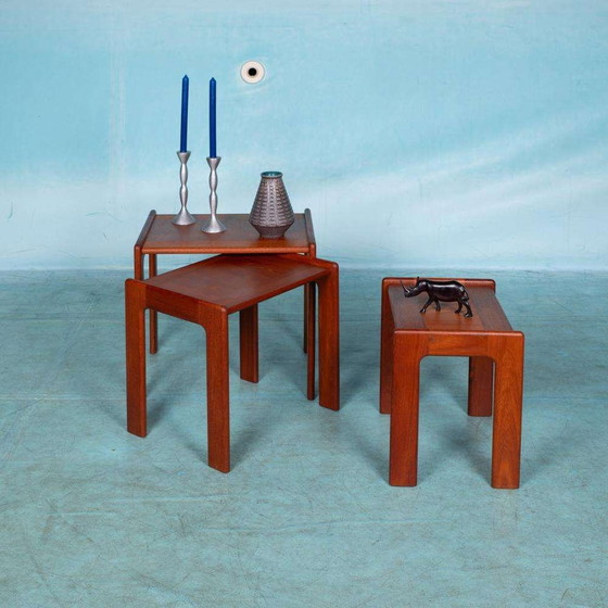 Image 1 of Space age bijzettafels teak Danish vintage nesting tables