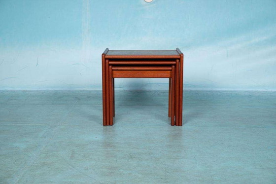 Image 1 of Space age bijzettafels teak Danish vintage nesting tables