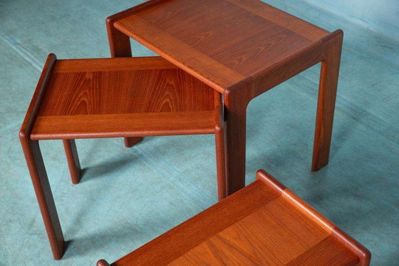 Image 1 of Space age bijzettafels teak Danish vintage nesting tables