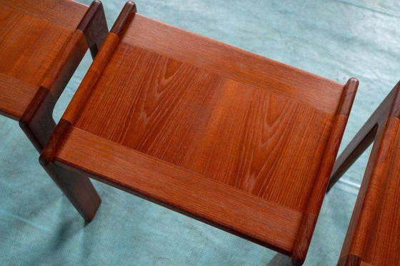 Image 1 of Space age bijzettafels teak Danish vintage nesting tables