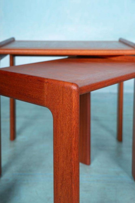 Image 1 of Space age bijzettafels teak Danish vintage nesting tables