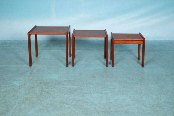 Image 1 of Space age bijzettafels teak Danish vintage nesting tables