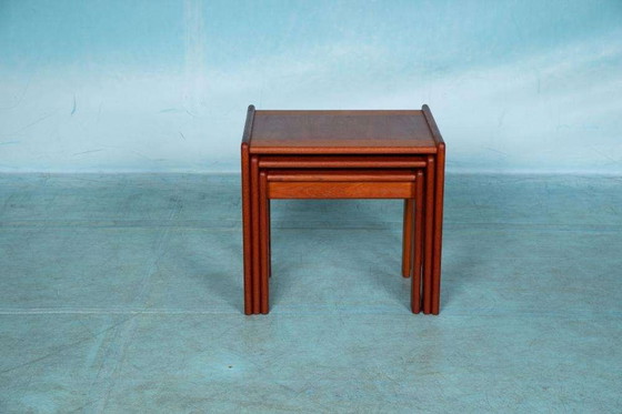 Image 1 of Space age bijzettafels teak Danish vintage nesting tables