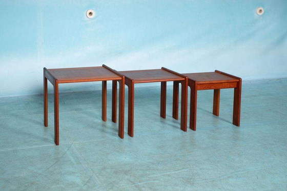 Image 1 of Space age bijzettafels teak Danish vintage nesting tables