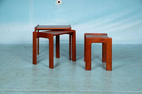 Image 1 of Space age bijzettafels teak Danish vintage nesting tables