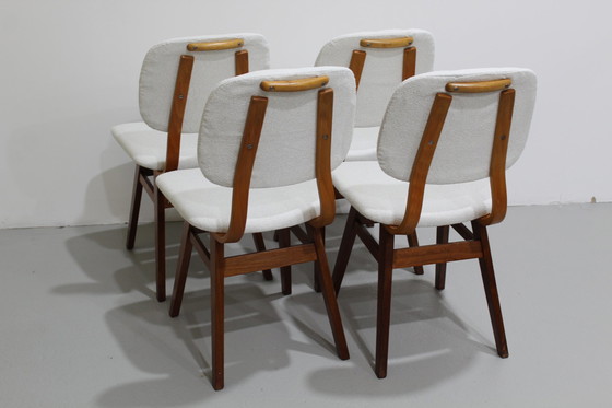 Image 1 of 4x vintage eetkamerstoelen - jaren '60, wit, crème