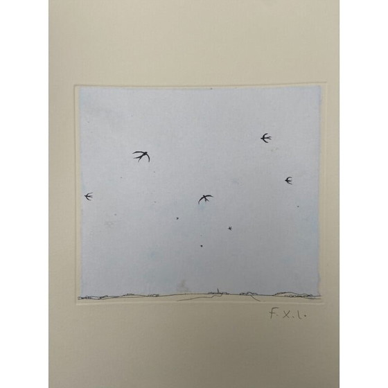 Image 1 of Vintage schilderij "De vogels" door Francois-Xavier Lalanne