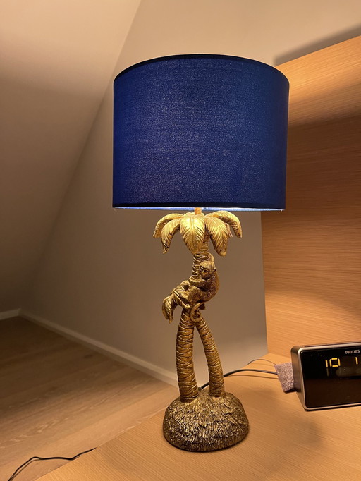 Stalen Lamp Met Aap En Velvet Lampenkap