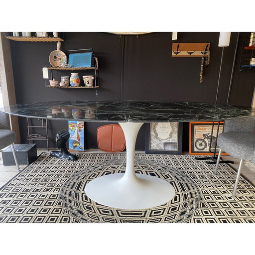 Vintage ovale marmeren eettafel van Eero Saarinen voor Knoll International, 1950