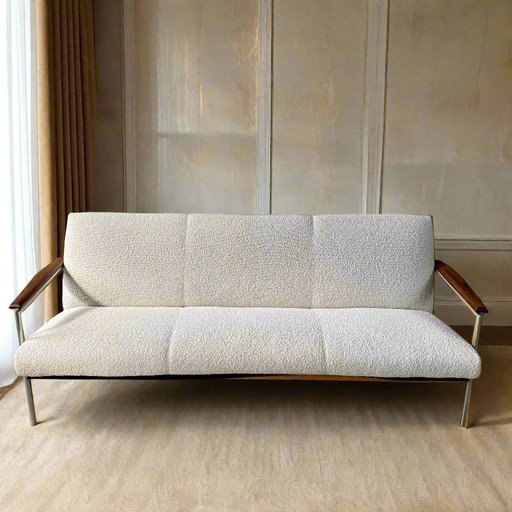 Mid-Century Topform 3-Zits Sofa Met Palissander Armleuning Jaren 70