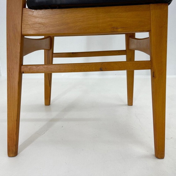 Image 1 of Set van 6 vintage stoelen van leer en hout, Tsjecho-Slowakije 1960