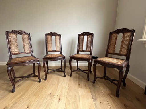 4x Vintage Houten Eetkamer Stoelen