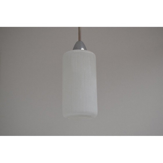 Image 1 of Vintage glazen en metalen hanglamp, Tsjechoslowakije 1970