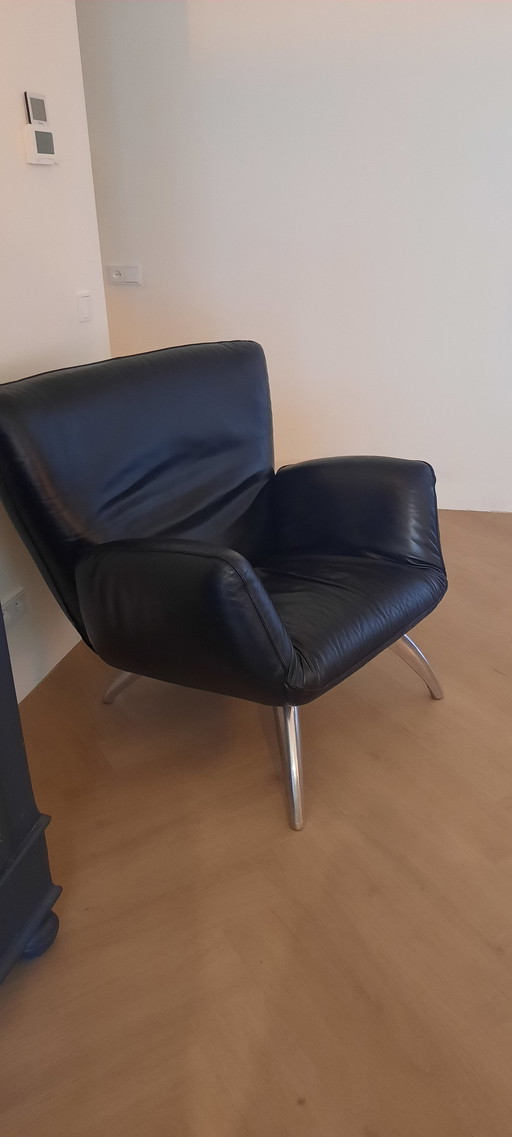 Leolux Panta Rhei Zwart Leren Fauteuil 