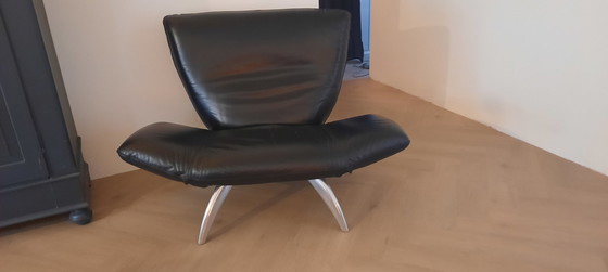 Image 1 of Leolux Panta Rhei Zwart Leren Fauteuil 