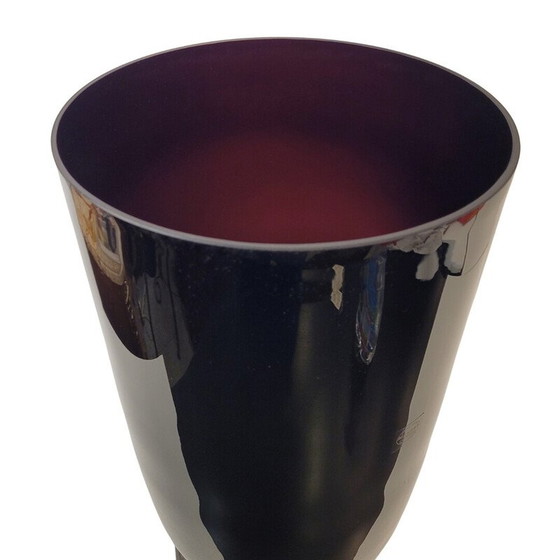 Image 1 of Vintage "Makora Krosno" vaas van zwart geblazen glas, Polen 1970