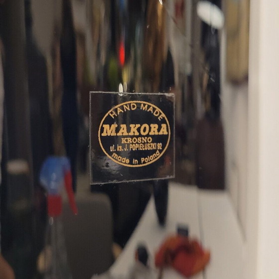 Image 1 of Vintage "Makora Krosno" vaas van zwart geblazen glas, Polen 1970