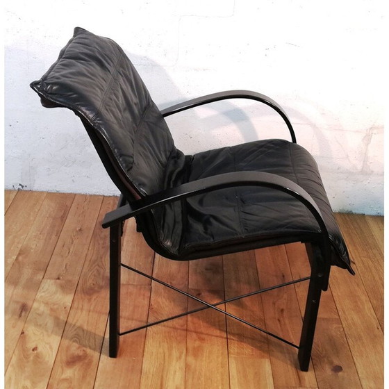 Image 1 of Paar vintage leren fauteuils van Tord Bjorklund voor Polhem Ikea, 1981