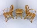 2x Vintage bamboe stoelen met tafel