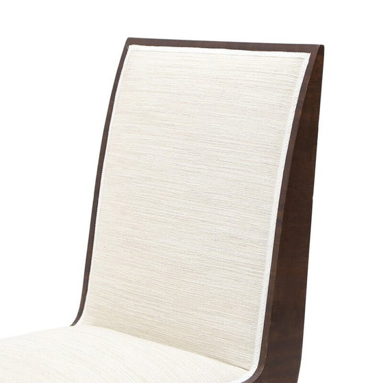 Image 1 of Paar vintage stoelen van bruyèrehout en stof, jaren 1940