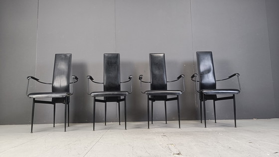 Image 1 of Vintage S44 eetkamerstoelen van Giancarlo Vegni voor Fasem, set van 4, jaren 1980