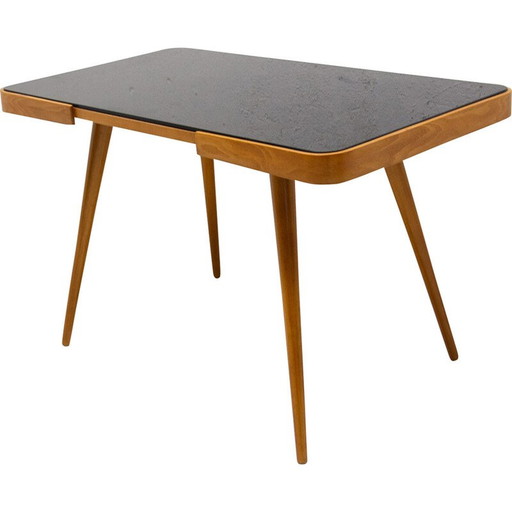 Mid century opaxiet glazen salontafel, Tsjecho-Slowakije 1960