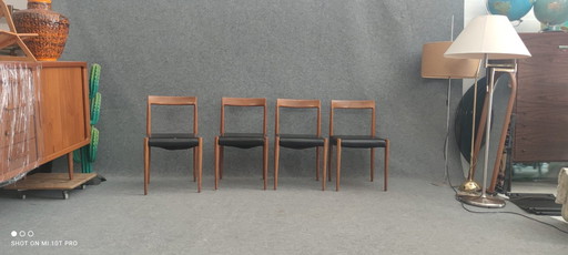 4× Deense stoelen Mid Century Modern Design Keukenstoel Teak 60s Vintage Retro 60S